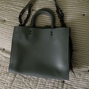 Baby blue coach rogue satchel leather